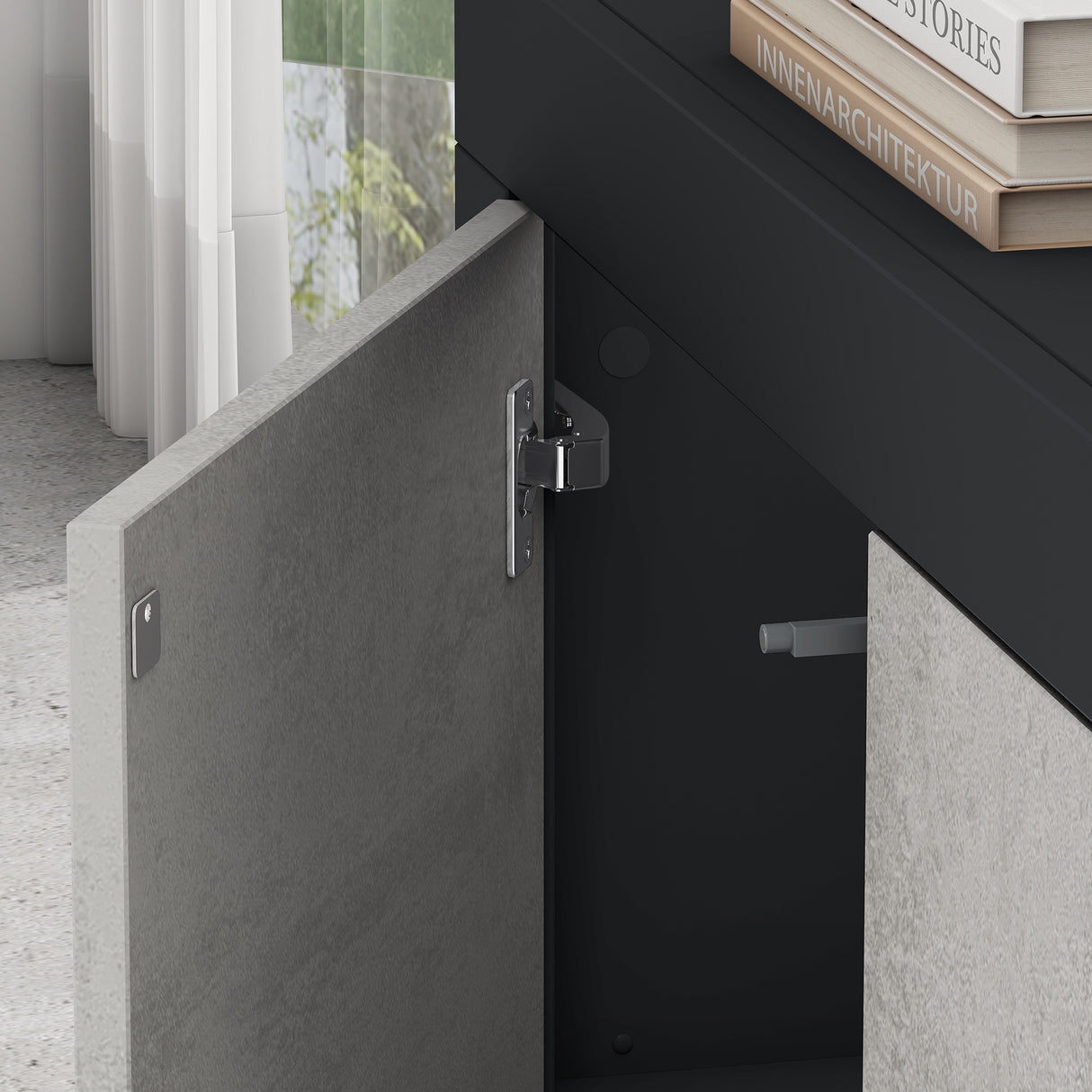 glasvilla Aparador Almacenamiento BTH: 167x36x70 cm con 2 Armarios y 4 Cajones Comoda Mueble Armario03