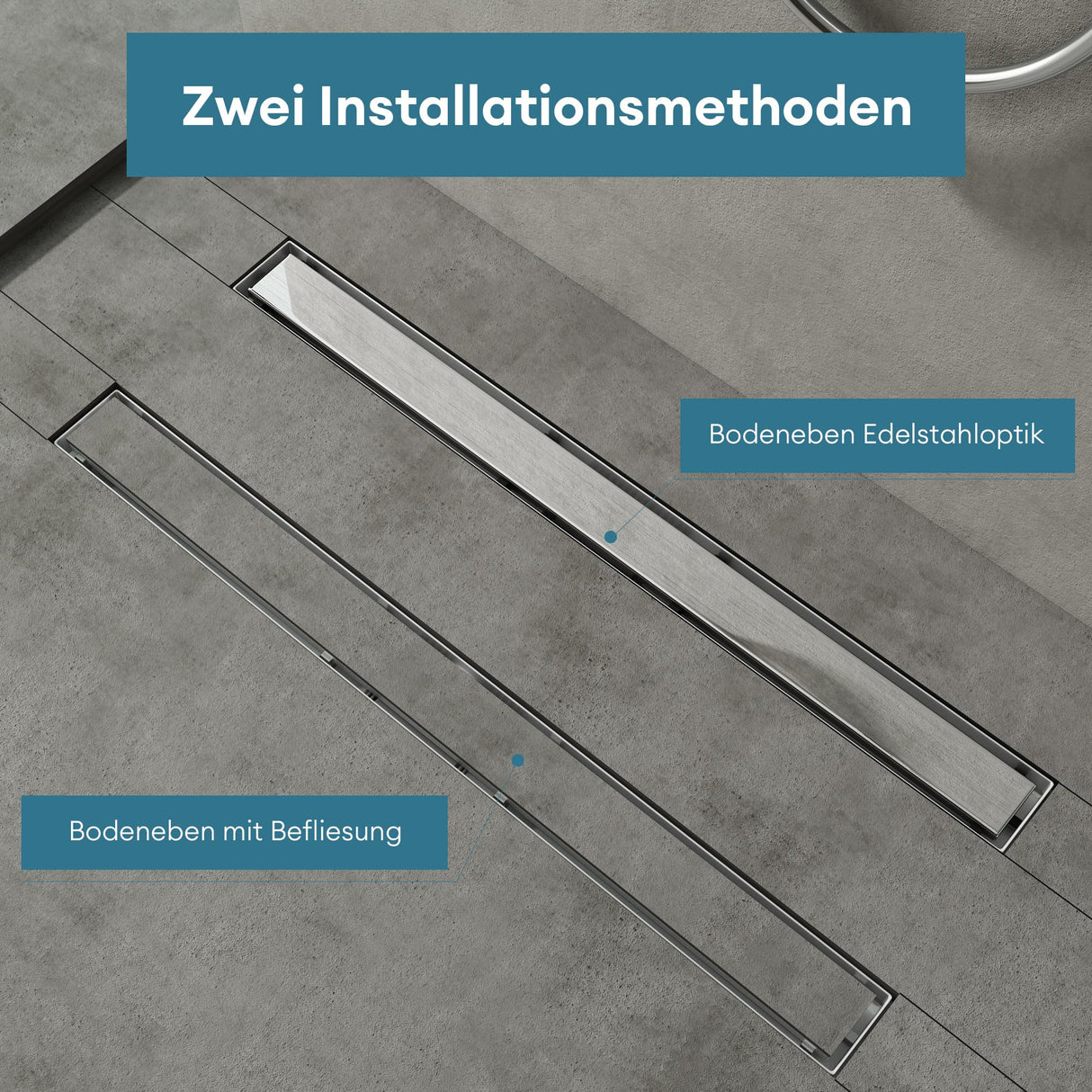 glasvilla Duschrinne desagüe de suelo de acero inoxidable | conjunto completo de canal de desagüe para baño | desagüe apto para azulejos 35L/min | filtro de pelo KE110