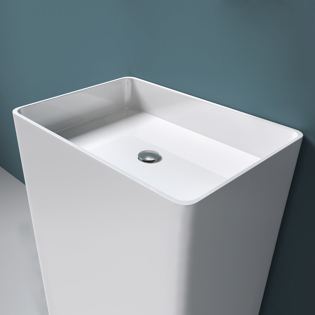 lavabo de diseño glasvilla freestanding Col36 blanco de mineral compuesto, BTH: 60x42x80cm
