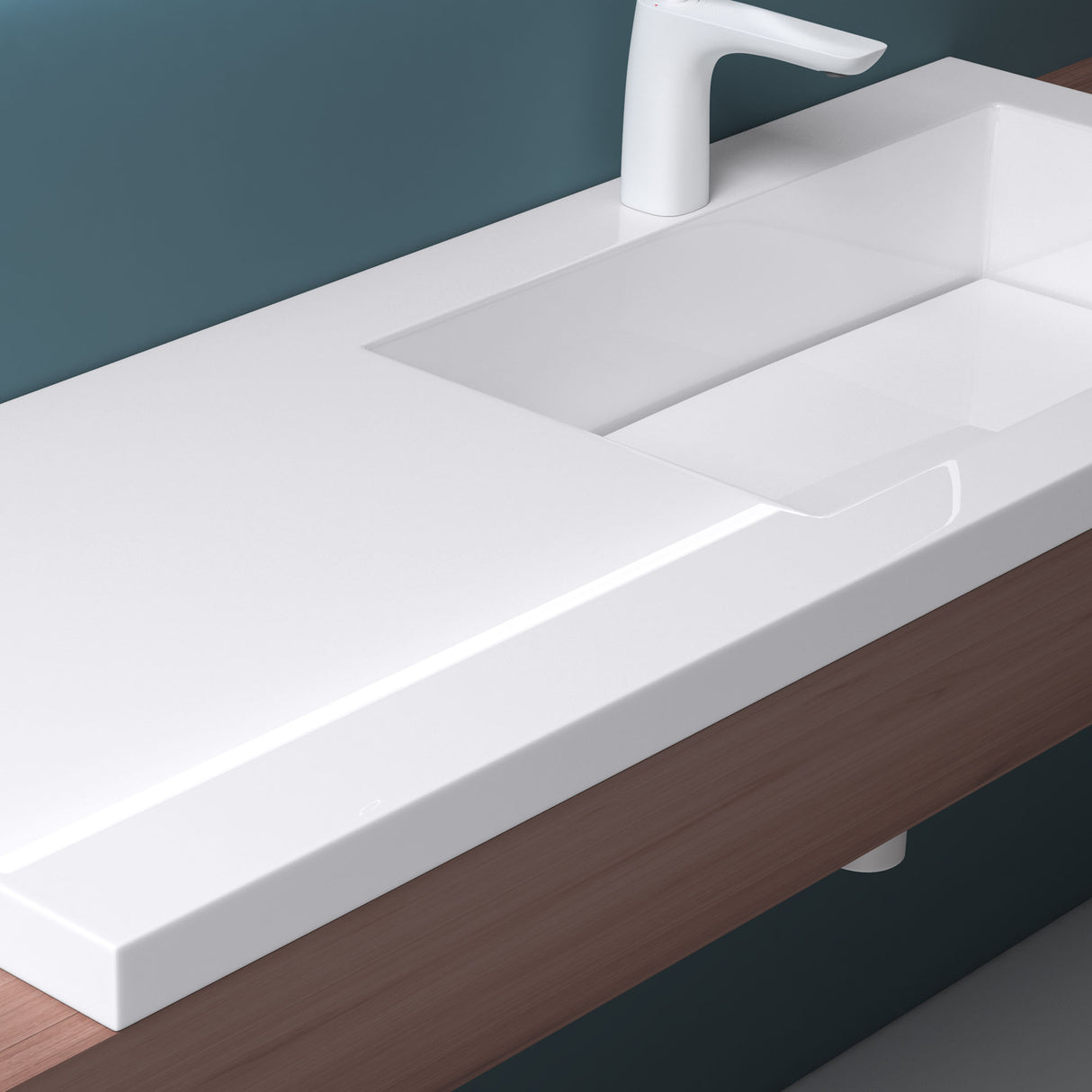 glasvilla lavabo de encastre lavabo a la derecha BTH: 120x46x13,5cm diseño de mueble de lavabo en mineral colado en blanco Colossum820