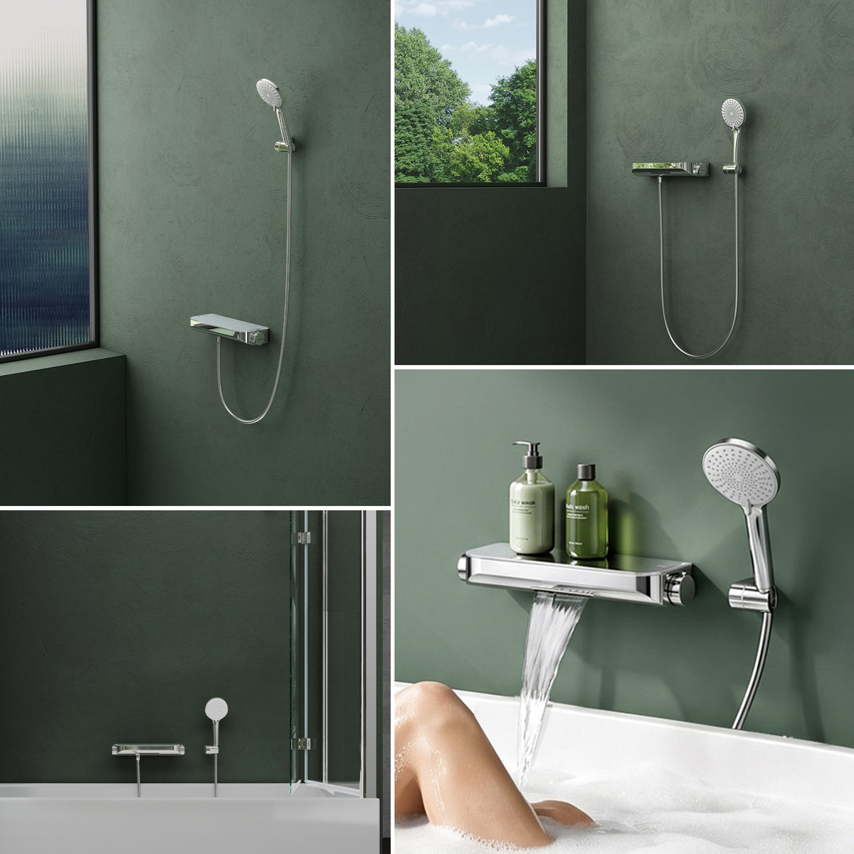 Glasvilla Design Grifo Termostático para Bañera con Ducha de Mano – 4 Tipos de Chorro Duschsystem8