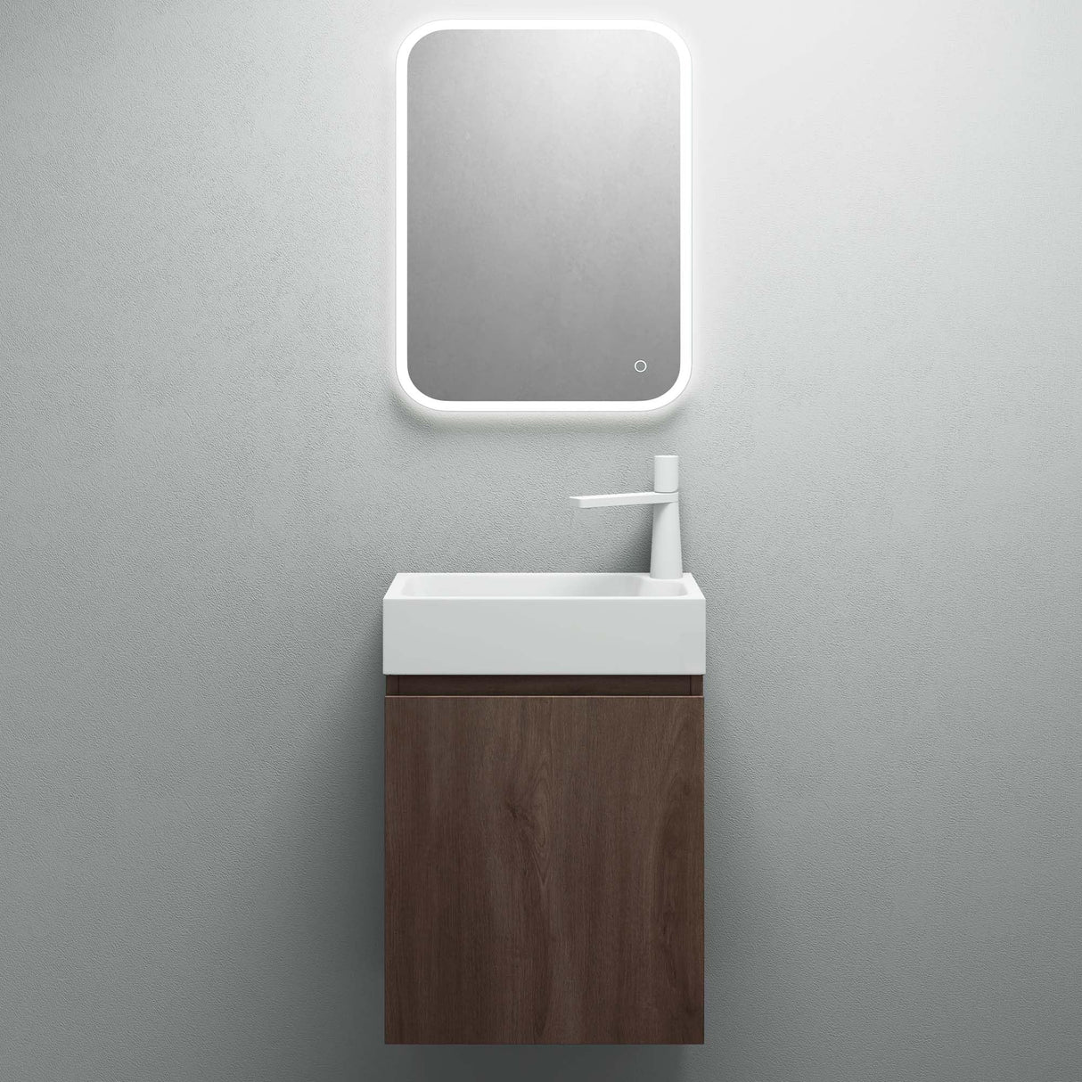 conjunto de muebles de baño glasvilla compuesto por lavabo blanco y mueble de lavabo BTH: 46x26x63cm Pisa02