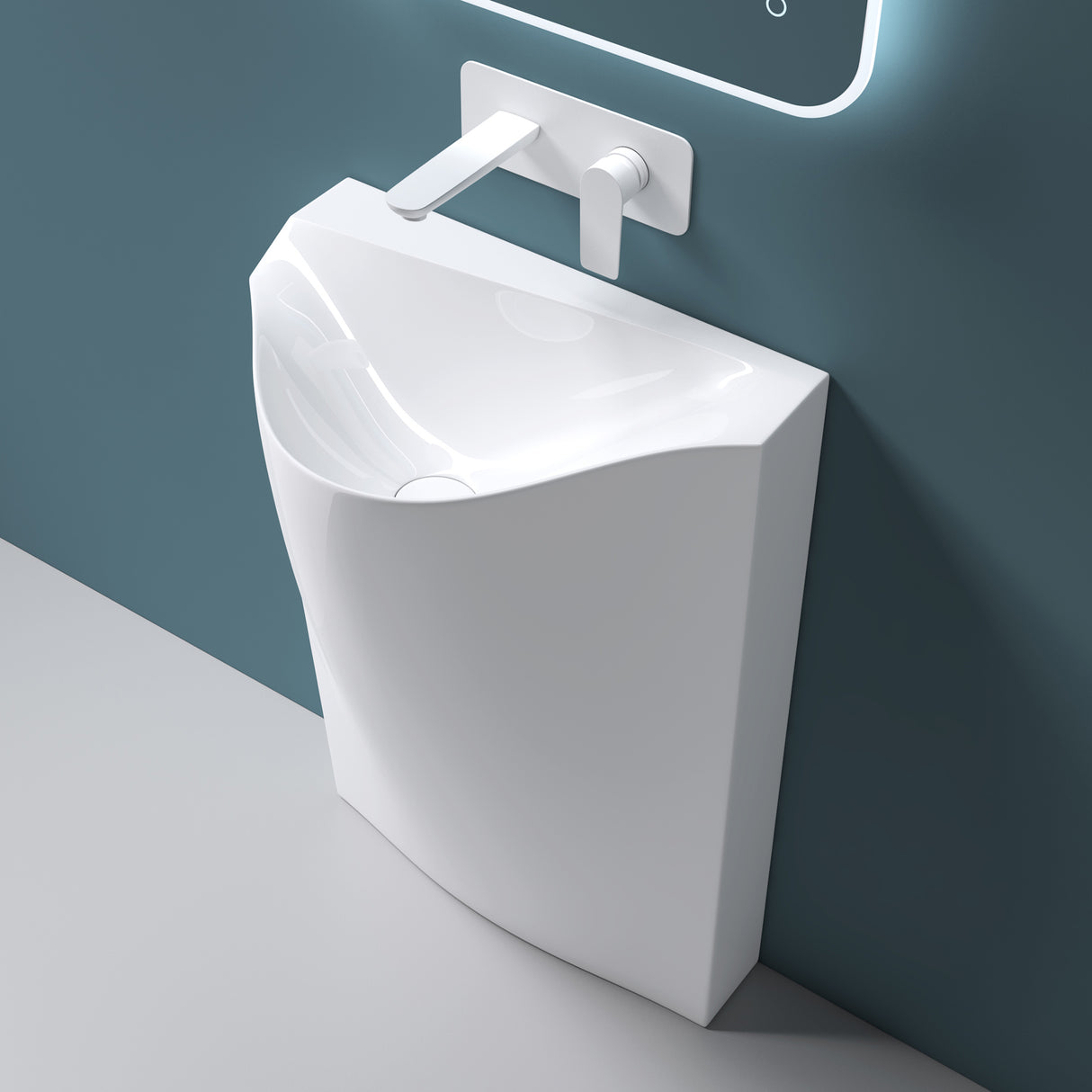 lavabo de diseño glasvilla freestanding Col37 blanco, de mineral, lavabo, BTH: 55x34x85cm
