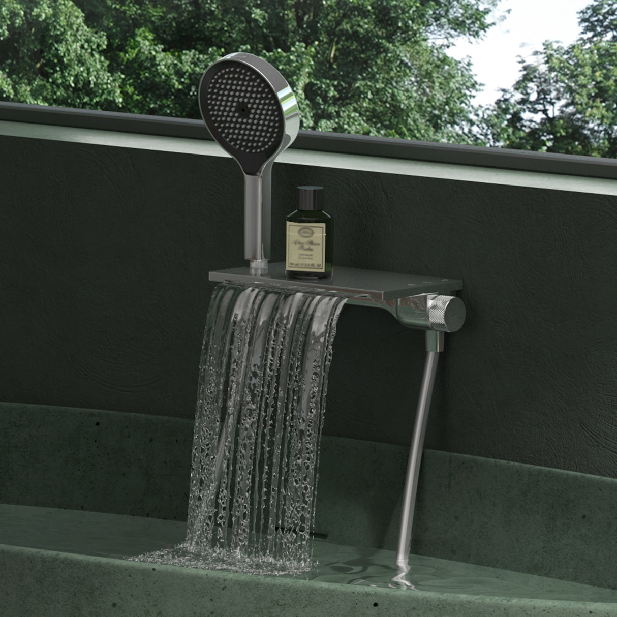 glasvilla Badewannenarmatur mit Handbrause Wasserfall Wannenarmatur Strahlarten Handbrause aus Messing inkl. Brausestange und Brauseschlauch