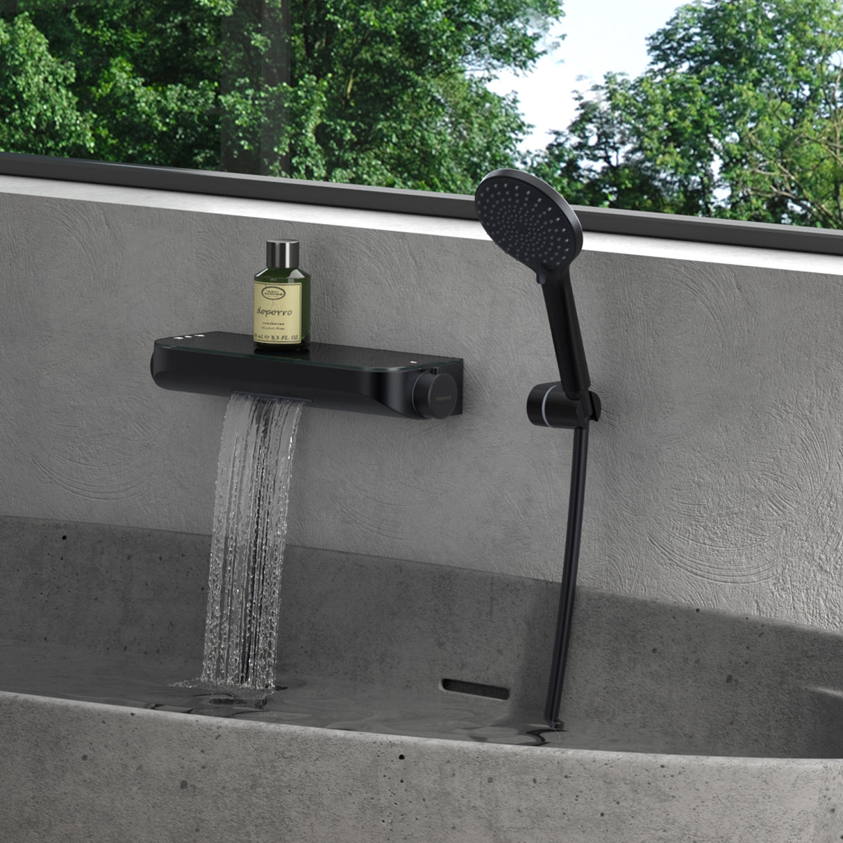 glasvilla Termostato Grifo de Bañera con Ducha de Mano Grifo de Bañera Termostato de Bañera 4 Tipos de Chorro Grifo de Pared para Bañera de Latón incl. Manguera de Ducha Sistema de Ducha8