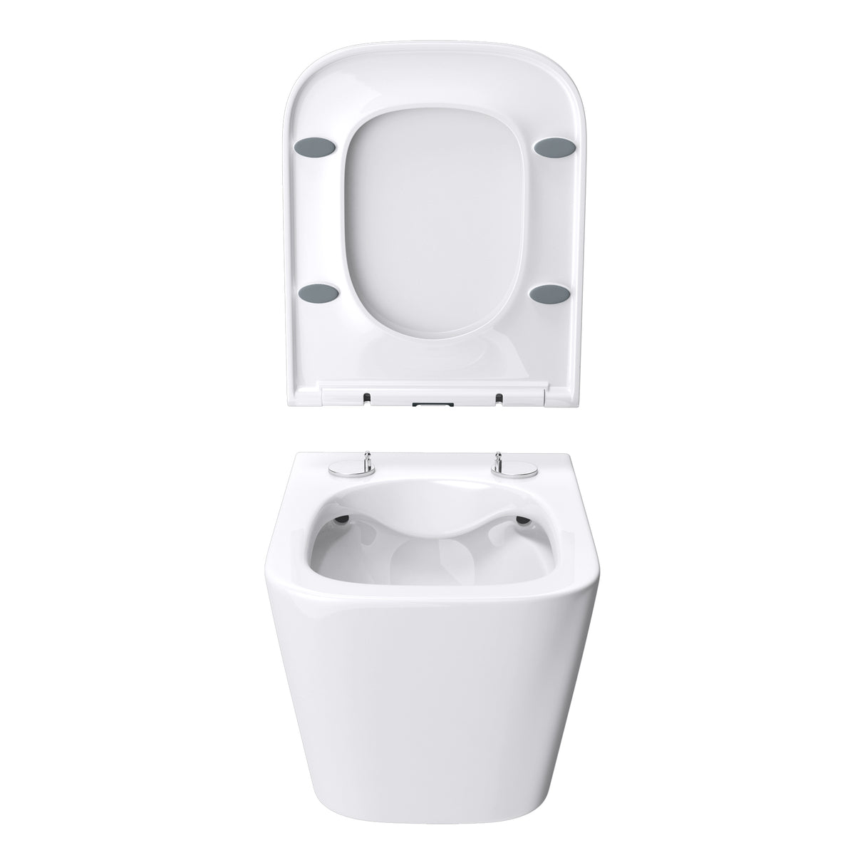 glasvilla Sanitari Bagno Sospeso in Ceramica, WC Sospeso senza Brida con Chiusura di Soft Close Aachen112