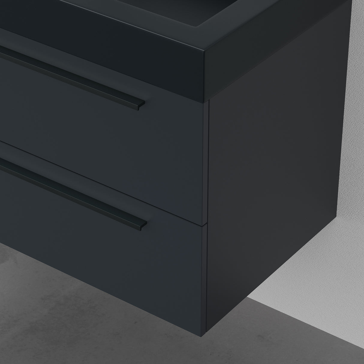 glasvilla Mobile Bagno Sospeso con Lavabo Mobiletto per Bagno con Lavabo in Antracite da Minerale Fuso Quadratto