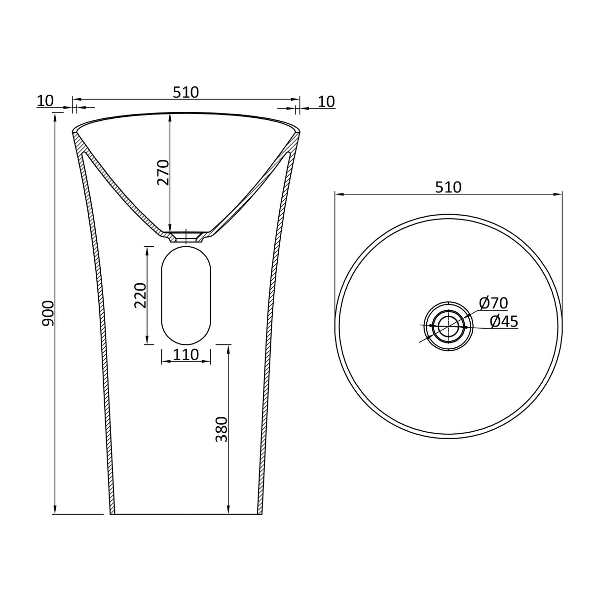 glasvilla Lavandino a Colonna Lavandino su Piedistallo per Bagni da Marmo Fuso, Lavabo a Colonna Colossum33