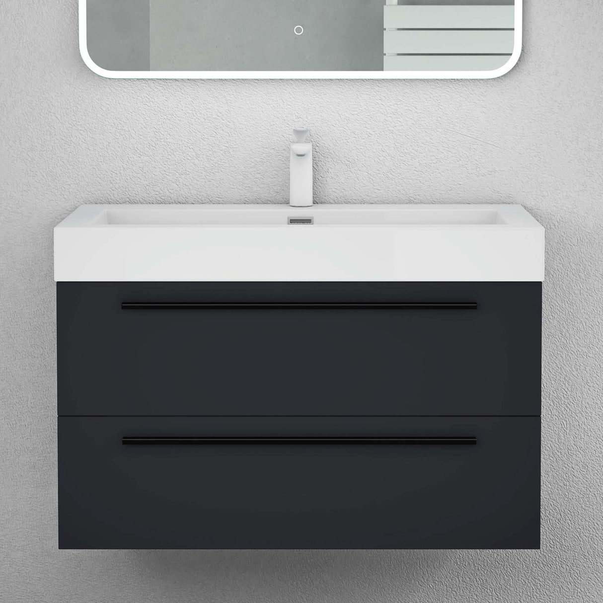 Ensemble de meubles de salle de bain Glasvilla comprenant un meuble-lavabo avec meuble bas et vasque en fonte minérale Quadratto