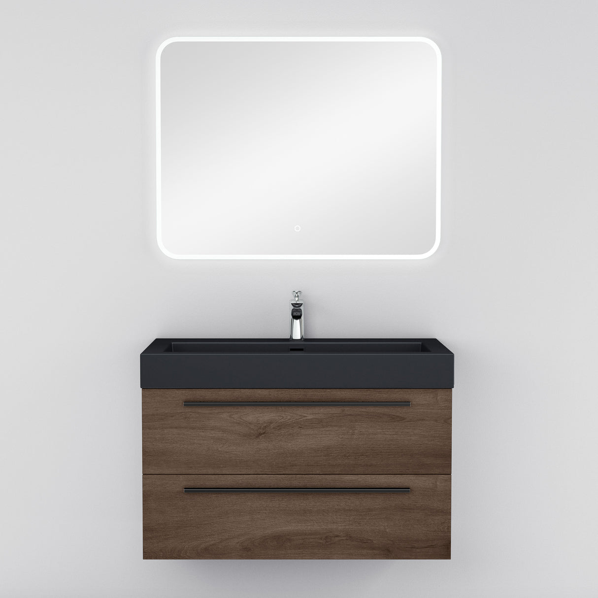 glasvilla Mobile Bagno Sospeso con Lavabo Mobiletto per Bagno con Lavabo in Antracite da Minerale Fuso Quadratto