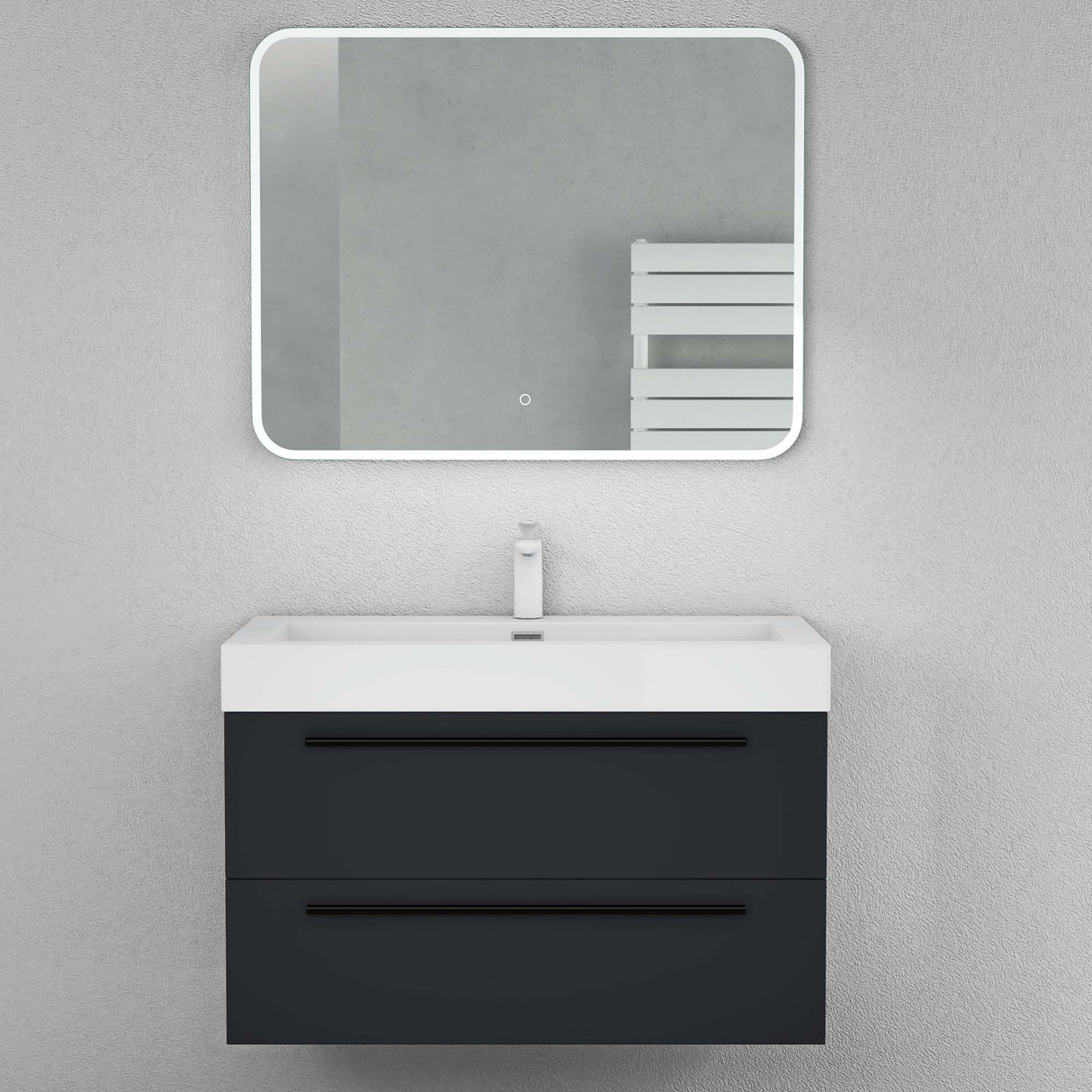 Ensemble de meubles de salle de bain Glasvilla comprenant un meuble-lavabo avec meuble bas et vasque en fonte minérale Quadratto