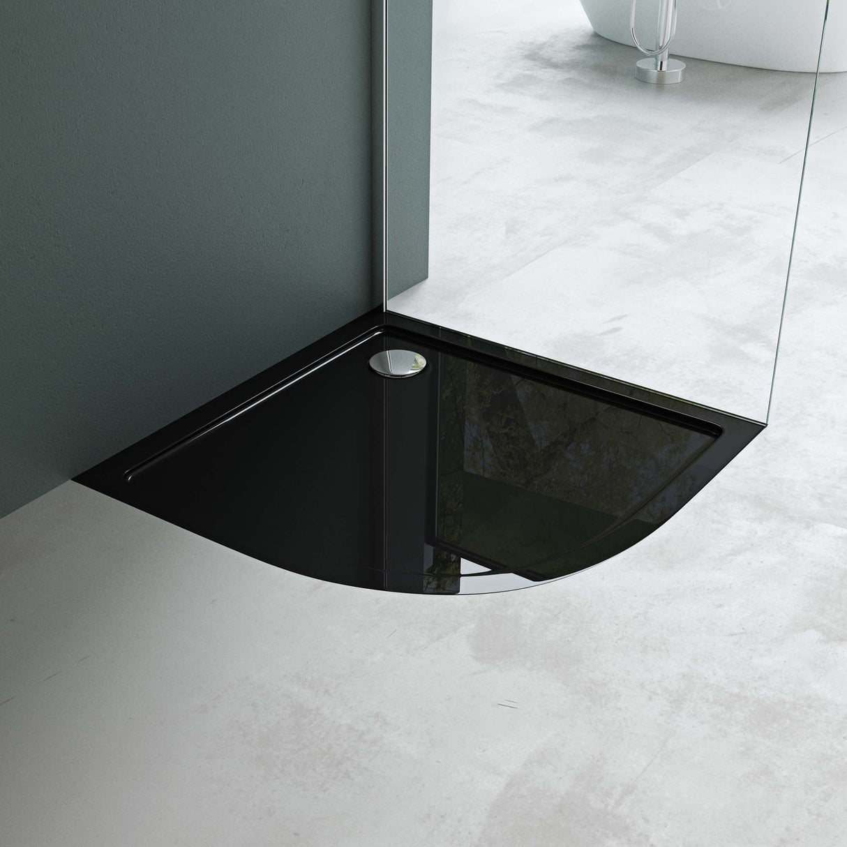 piatto doccia glasvilla in acrilico sanitario a quarto di cerchio Faro3