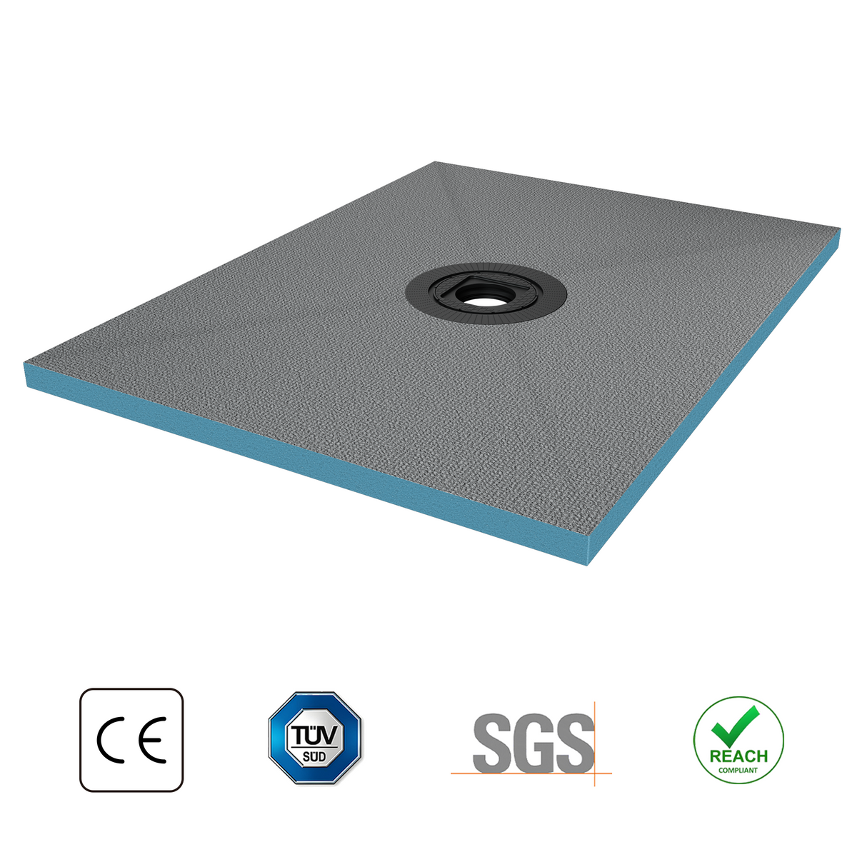 Élément de douche Glasvilla, panneau de douche carrelable, éléments de douche avec caniveaux, receveur de douche affleurant le sol, panneau XPS incliné