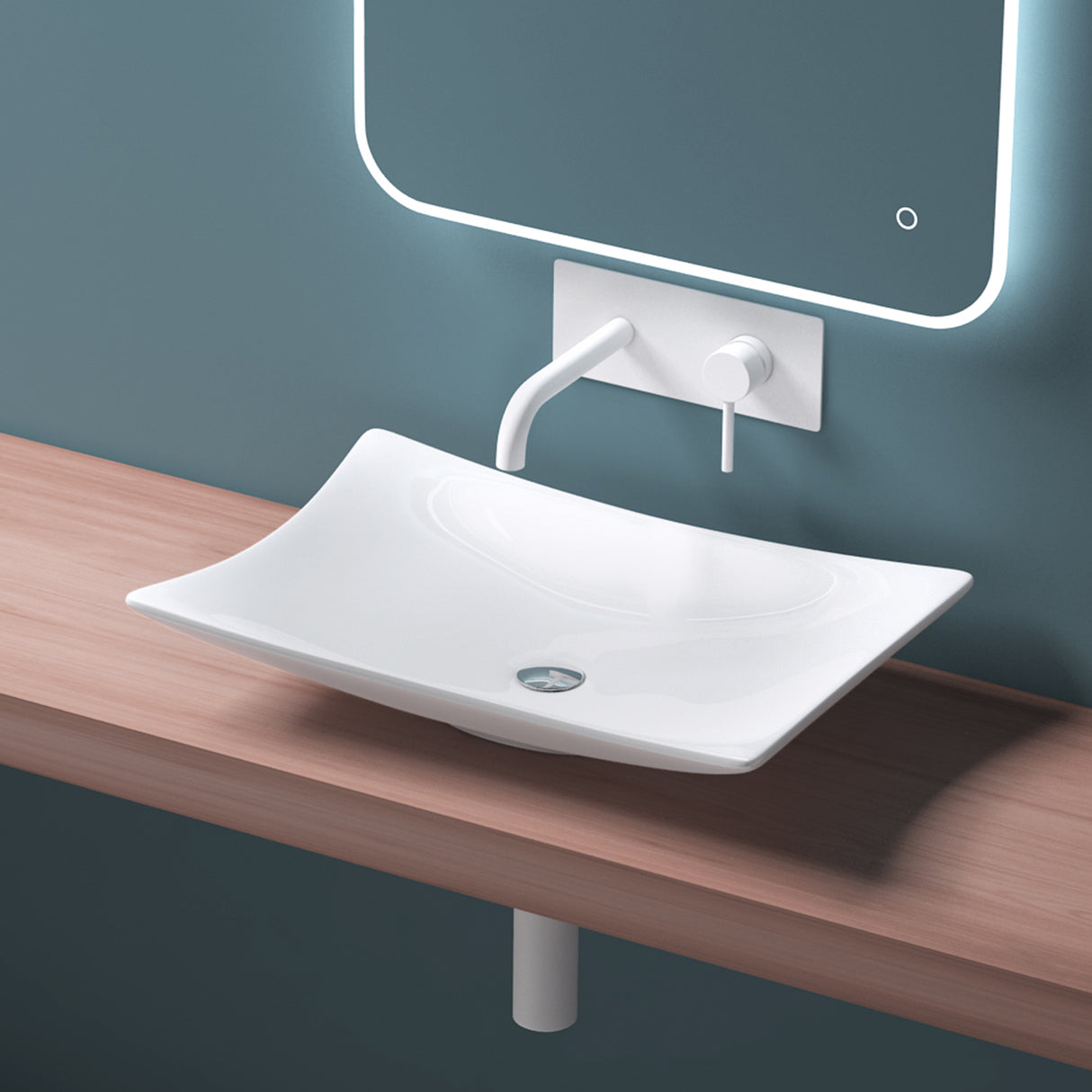 Lavabo da appoggio Glasvilla in ceramica quadrata con rivestimento nano Brüssel910