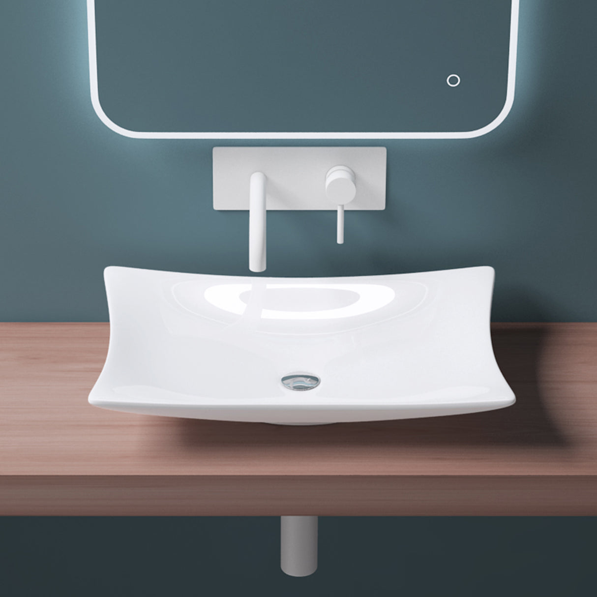 Lavabo da appoggio Glasvilla in ceramica quadrata con rivestimento nano Brüssel910