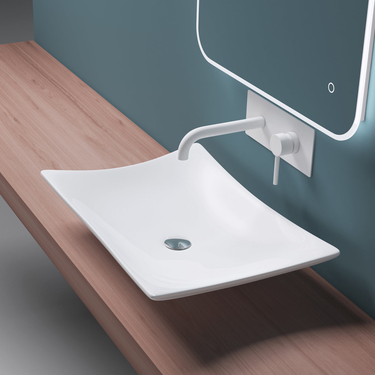 Lavabo da appoggio Glasvilla in ceramica quadrata con rivestimento nano Brüssel910
