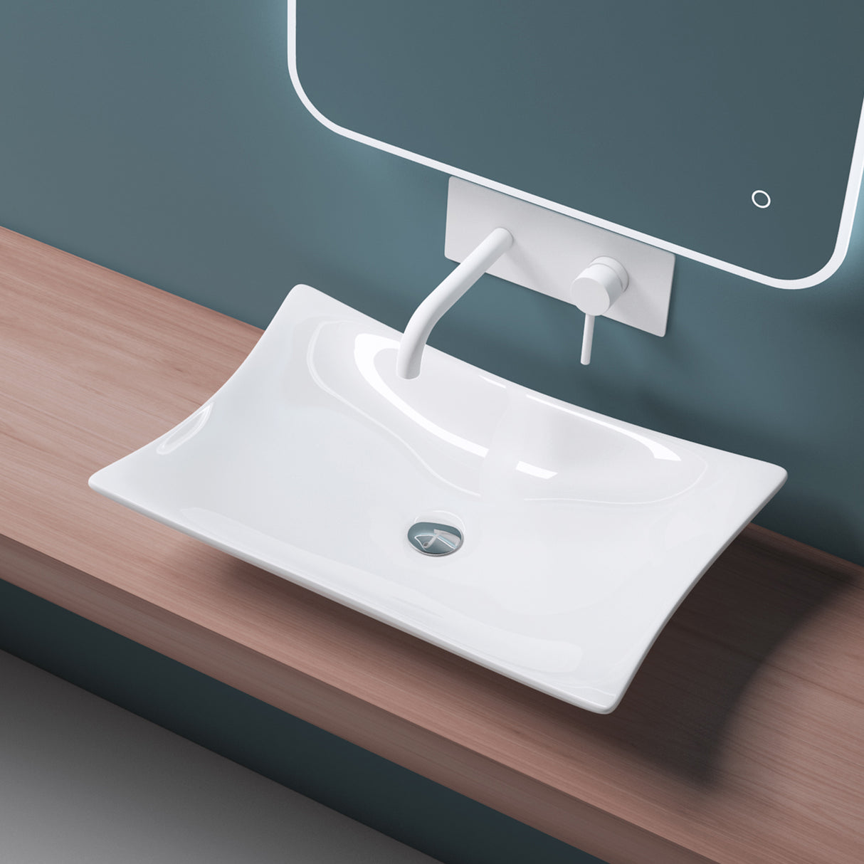 Lavabo da appoggio Glasvilla in ceramica quadrata con rivestimento nano Brüssel910