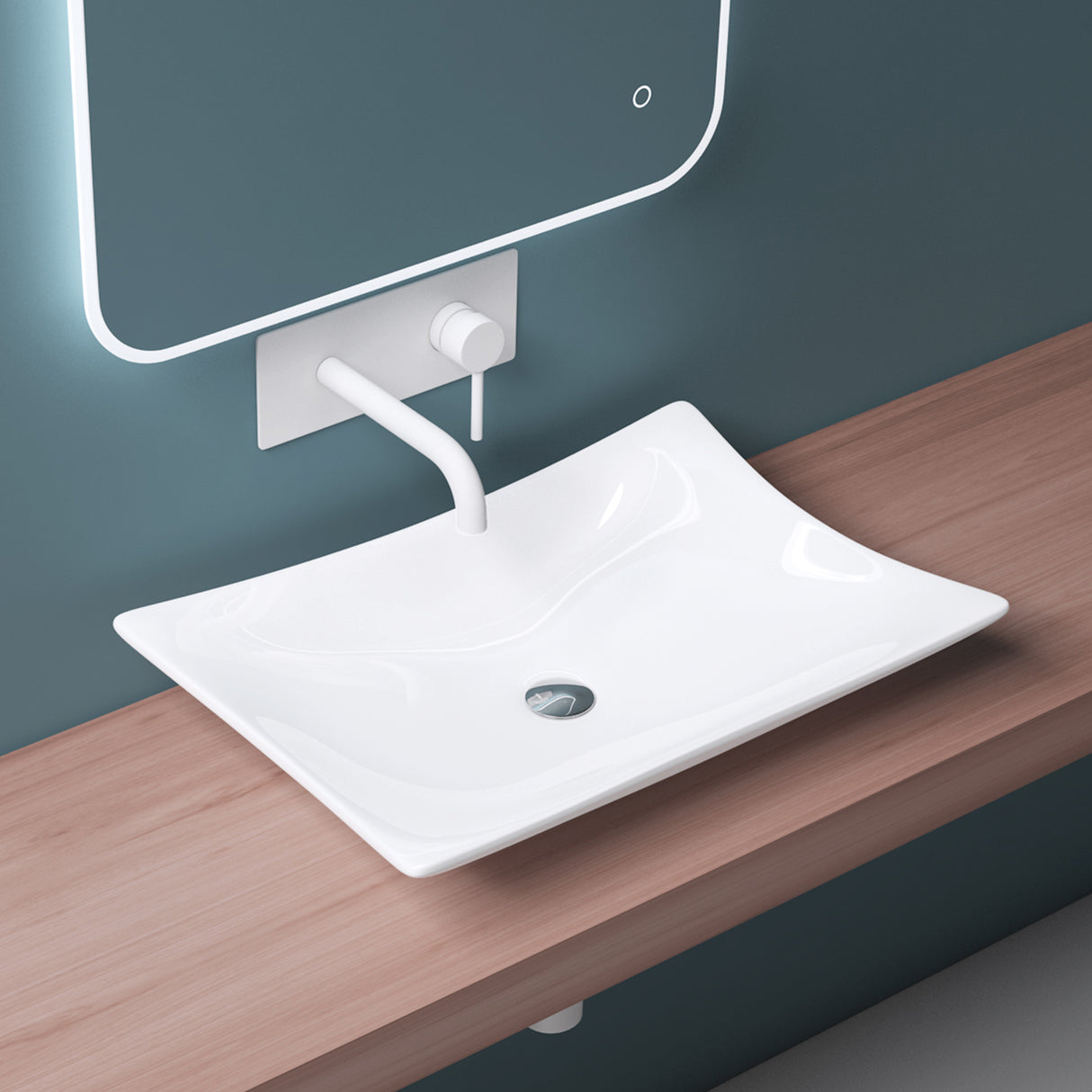 Lavabo da appoggio Glasvilla in ceramica quadrata con rivestimento nano Brüssel910