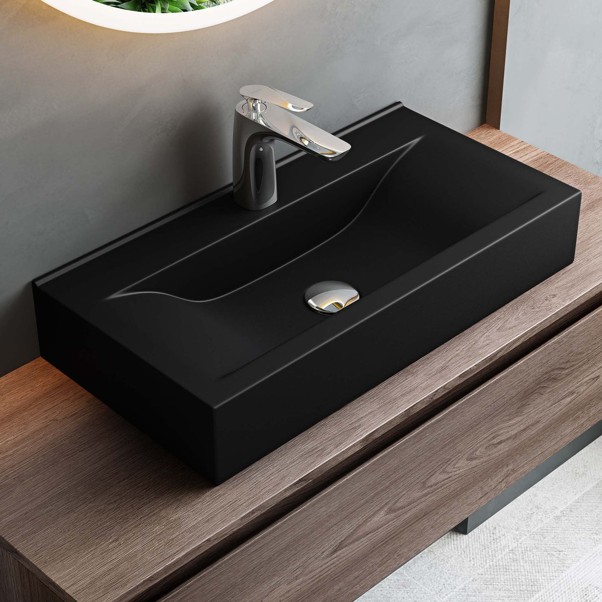 lavabo suspendido sobre encimera baño | rectangular | blanco brillante | 62x32x12cm | cerámica | 1 orificio para grifo Brüssel118G