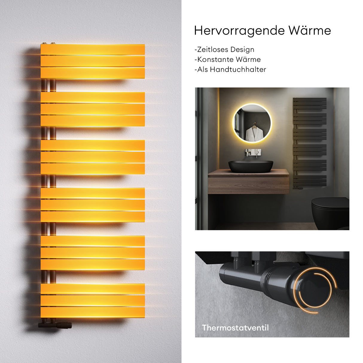 glasvilla Radiatore da Bagno Radiatore Scaldasalviette Termoarredo da Bagno Scalda Portasciugamani da Parete FN