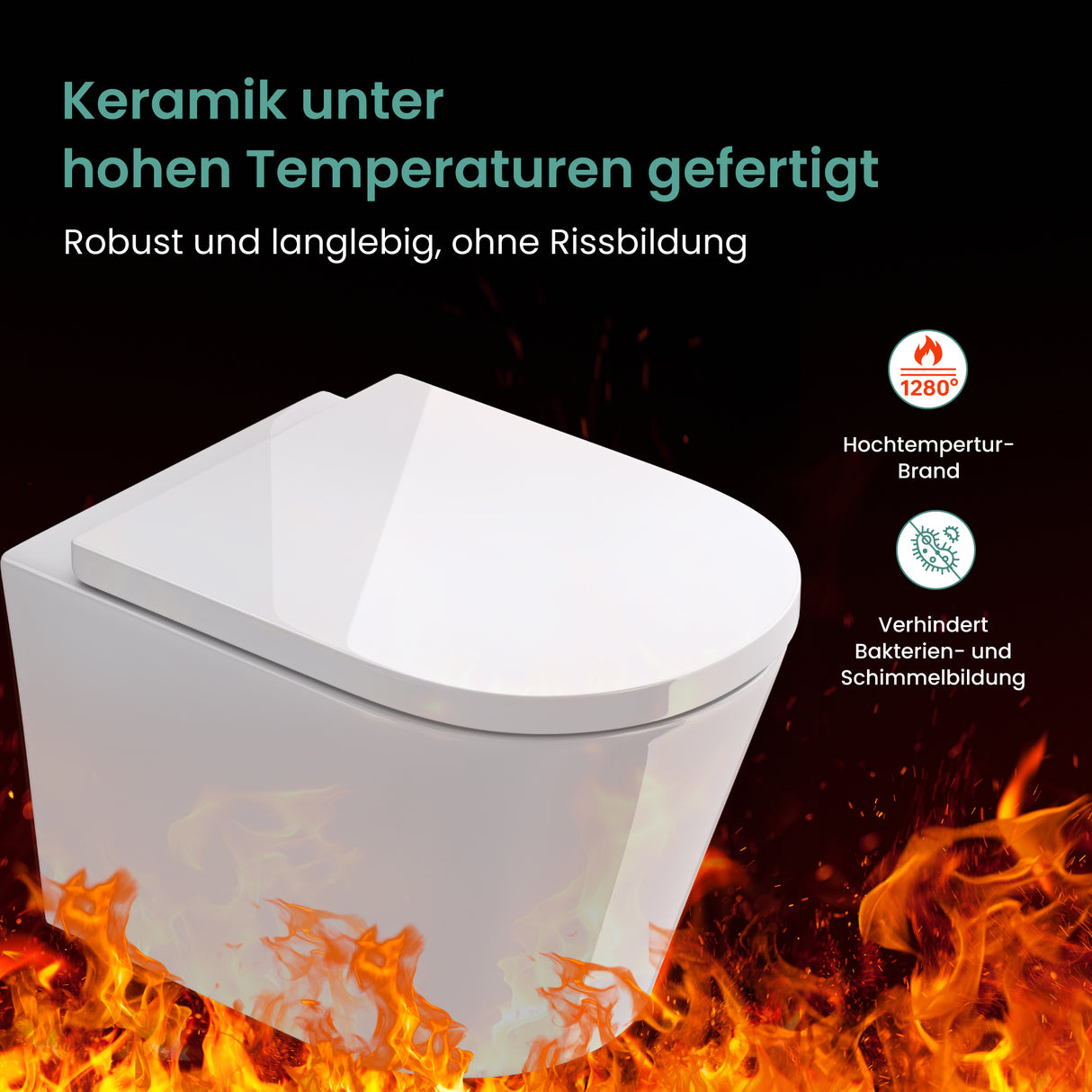 glasvilla Sanitari Bagno Sospeso in Ceramica Sanitari Bagno con Soft Close WC Sospeso Montaggio a Parete