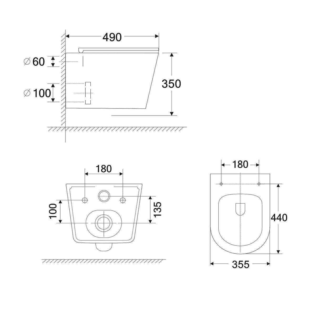 glasvilla Inodoro sin borde de descarga Inodoro suspendido Inodoro sin borde de descarga Asiento de inodoro Softclose Aachen108