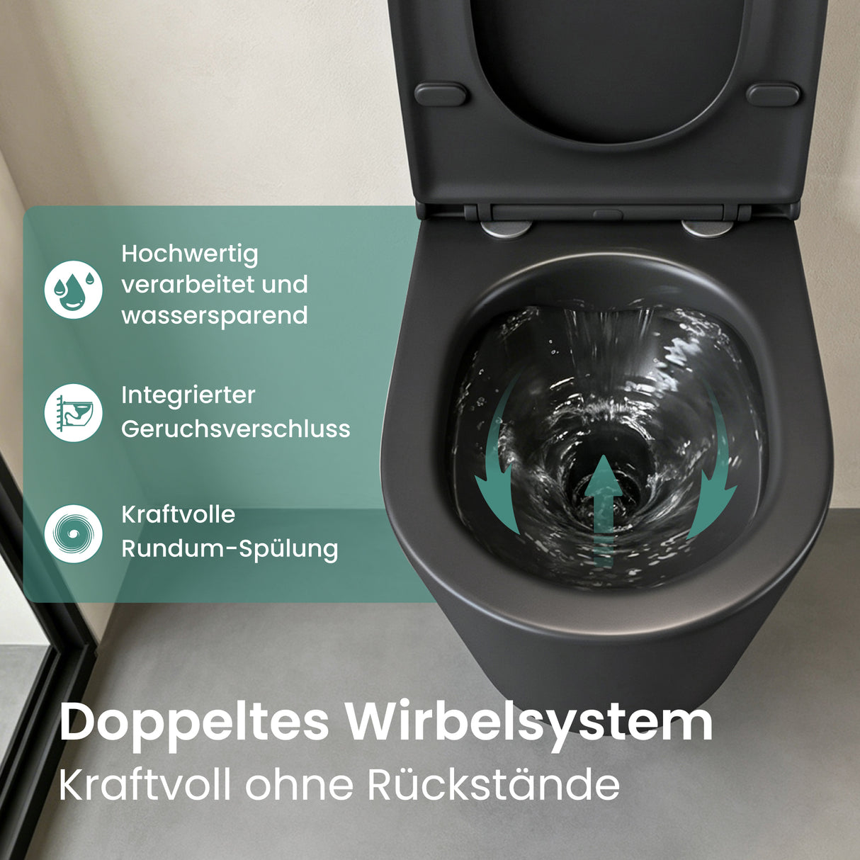 Glasvilla Design WC Suspendido Sin Borde Aachen108 – Cerámica Exclusiva con Cierre Soft-Close