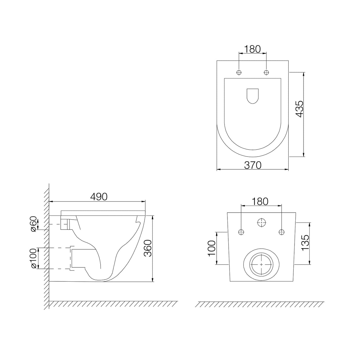 glasvilla Sanitari Bagno Sospeso in Ceramica WC Sospeso senza Brida con Chiusura di Soft Close