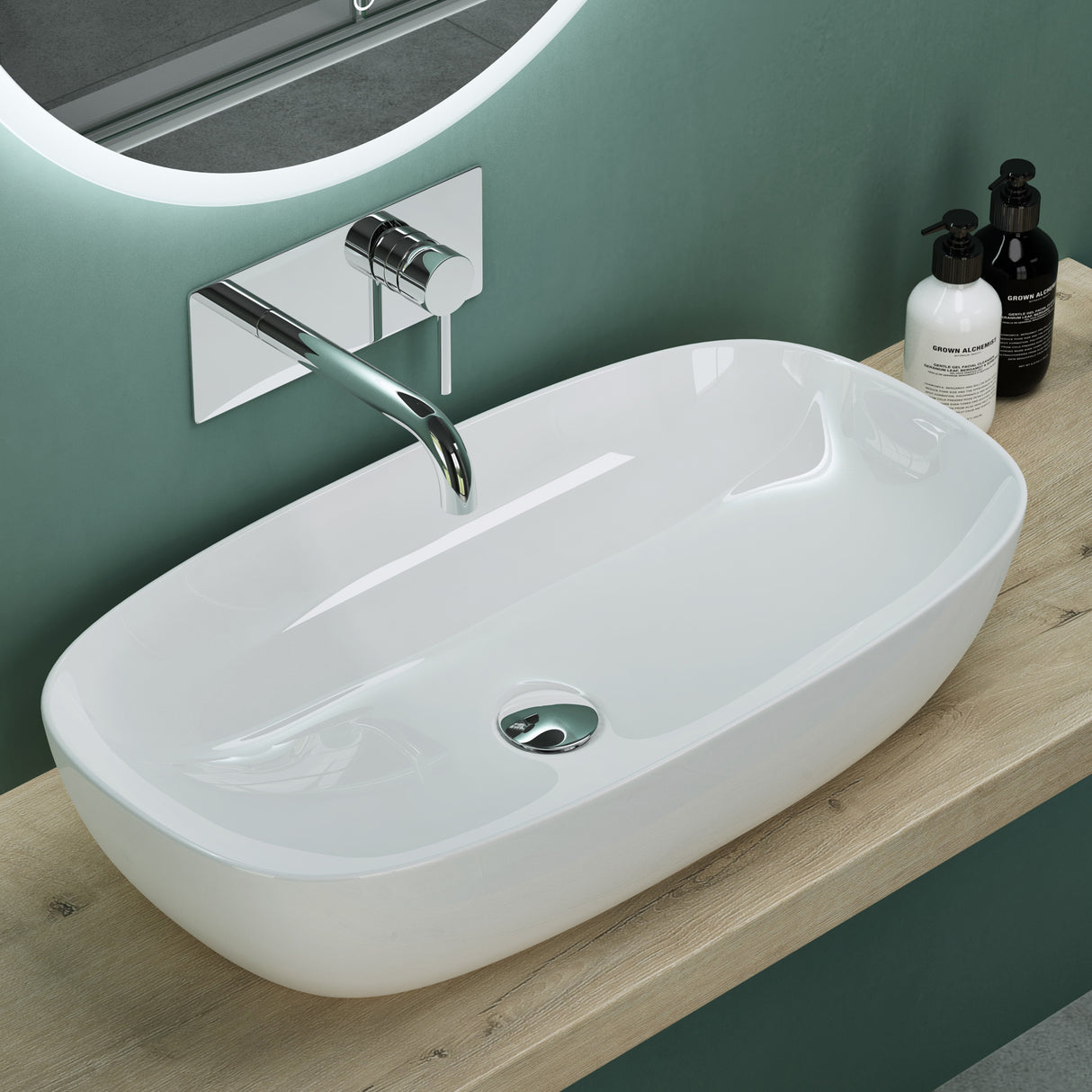 glasvilla Lavabo da Appoggio in Ceramica con Nano Rivestimenti Lavandino Bagno Brüssel104
