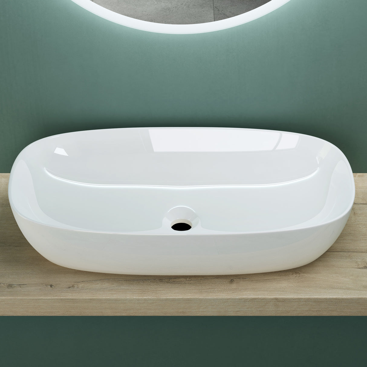 glasvilla Lavabo da Appoggio in Ceramica con Nano Rivestimenti Lavandino Bagno Brüssel104