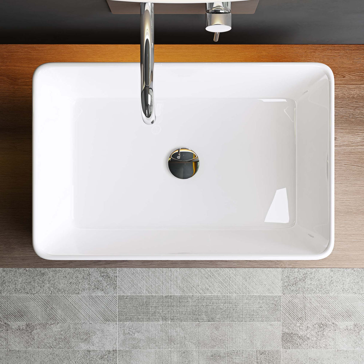 glasvilla Lavabo Lavabo de Encimera BTH: 59x38x13,5cm Cuenco de Cerámica Bruselas105D