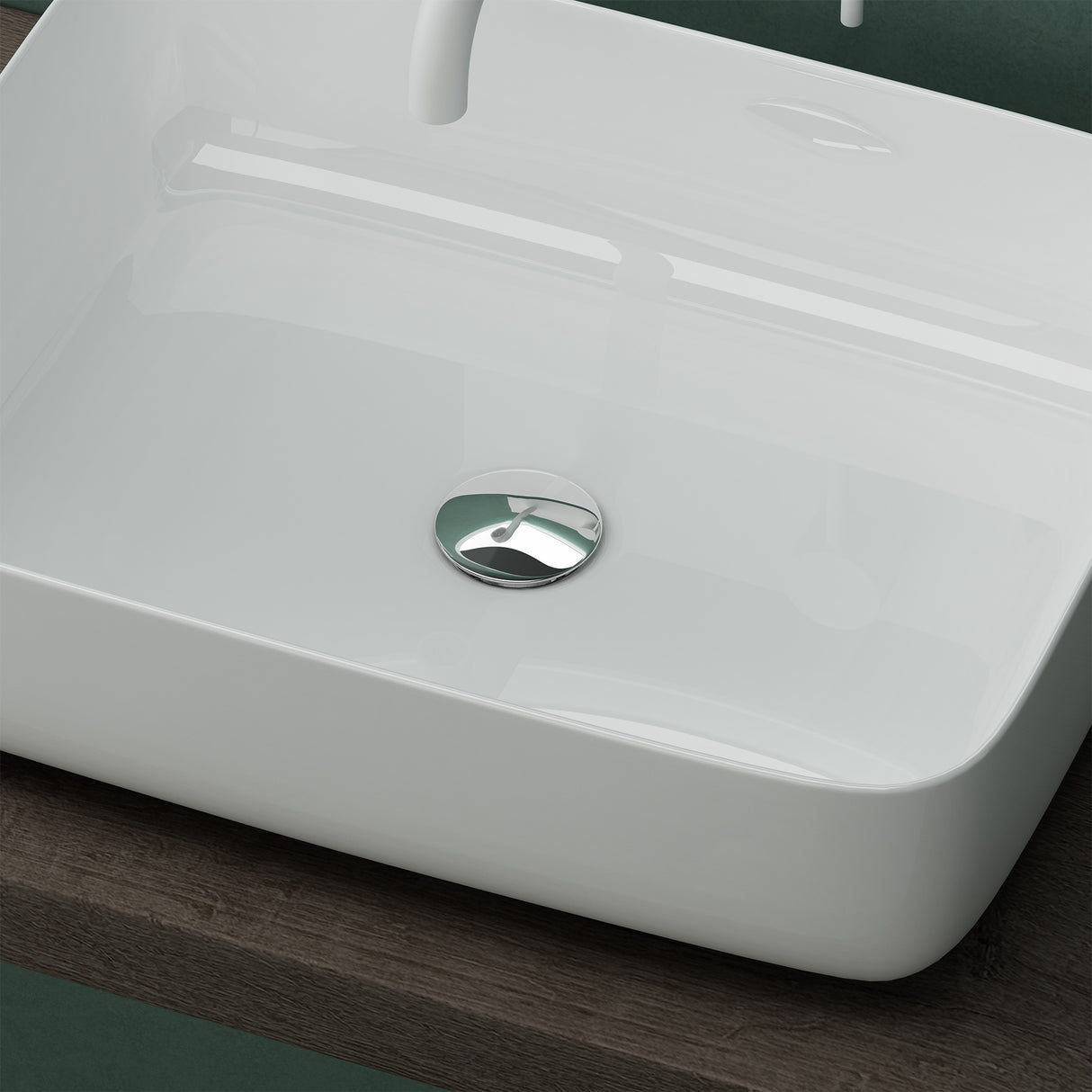 Vasque à poser Glasvilla, meuble vasque en céramique blanche, rectangulaire avec revêtement nano/effet lotus, Bruxelles 106