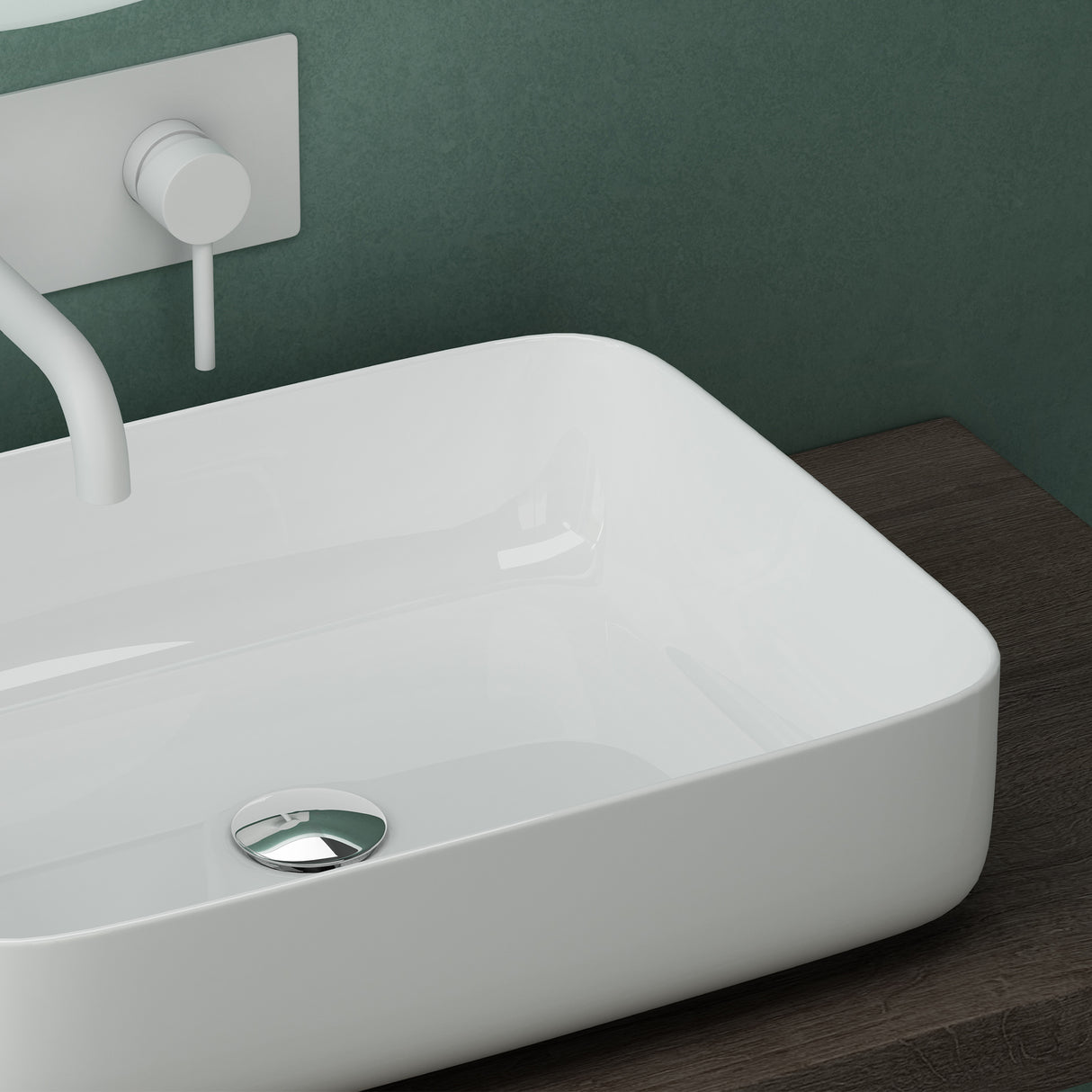 Vasque à poser Glasvilla, meuble vasque en céramique blanche, rectangulaire avec revêtement nano/effet lotus, Bruxelles 106