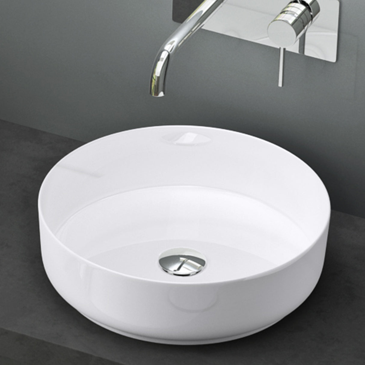 Lavabo Glasvilla, lavabo à poser, lavabo rond en céramique avec nano-revêtement, Bruxelles 203