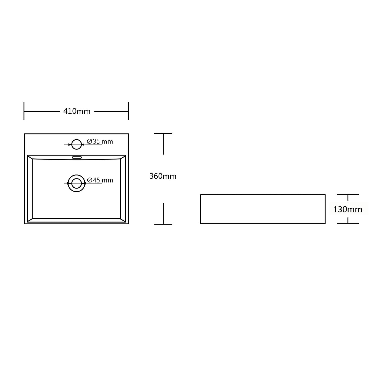 Lavabo Glasvilla Brüssel206 Cerámica Rectangular con Recubrimiento Nano (Suspendido o Sobre Encimera)