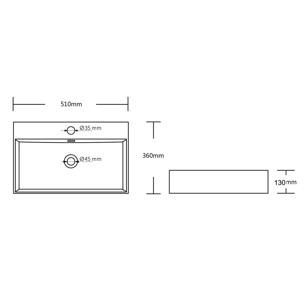 Lavabo Glasvilla Brüssel206 Cerámica Rectangular con Recubrimiento Nano (Suspendido o Sobre Encimera)