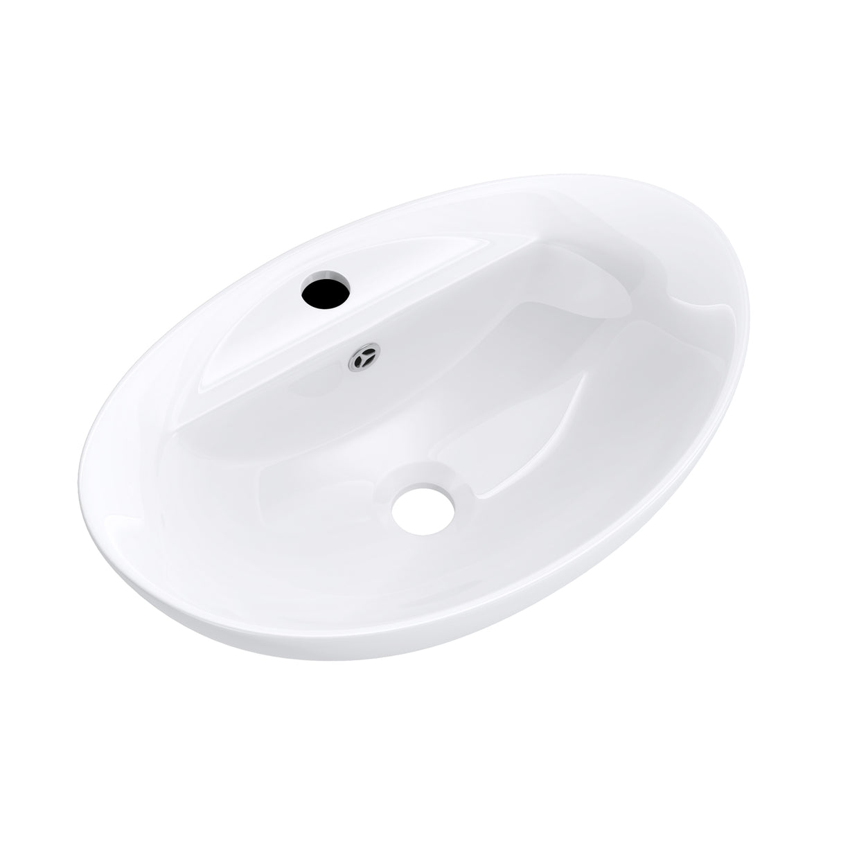 glasvilla Lavabo de encimera, blanco Bruselas302 de cerámica, con recubrimiento Nano