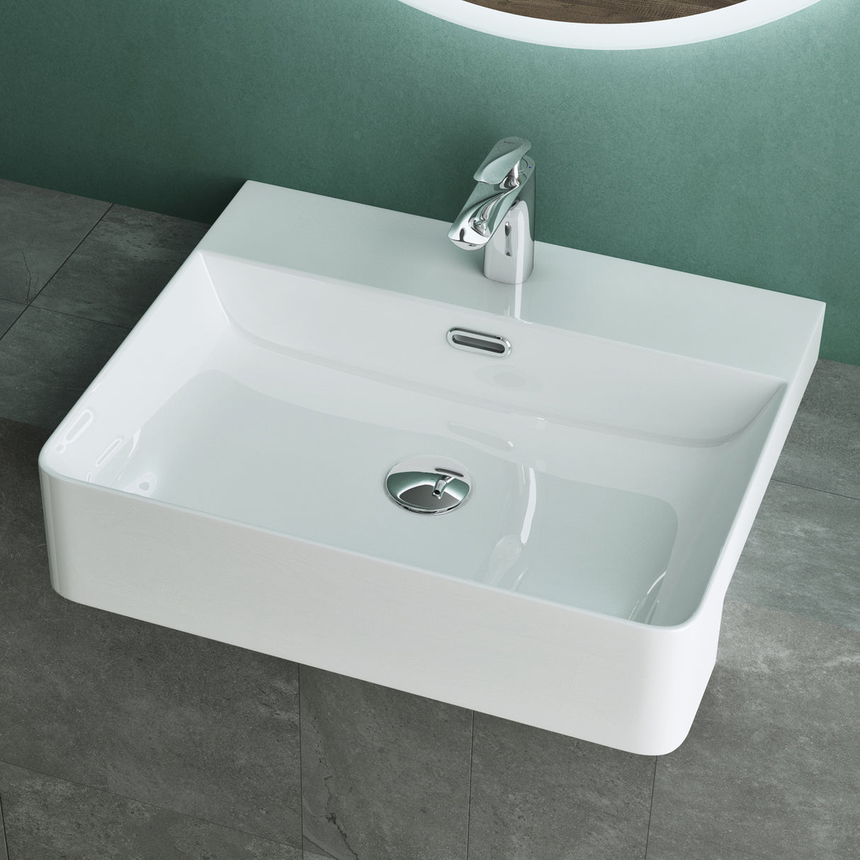 glasvilla Lavabo da Appoggio in Ceramica Lavabo Incasso Lavandino Bagno Rettangolare con Nano Rivestimenti Brüssel702