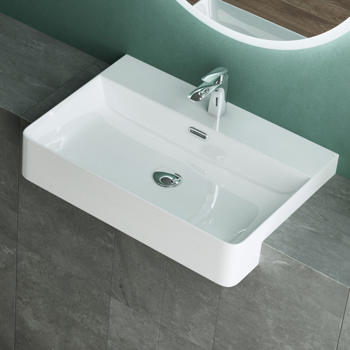glasvilla Lavabo da Appoggio in Ceramica Lavabo Incasso Lavandino Bagno Rettangolare con Nano Rivestimenti Brüssel702