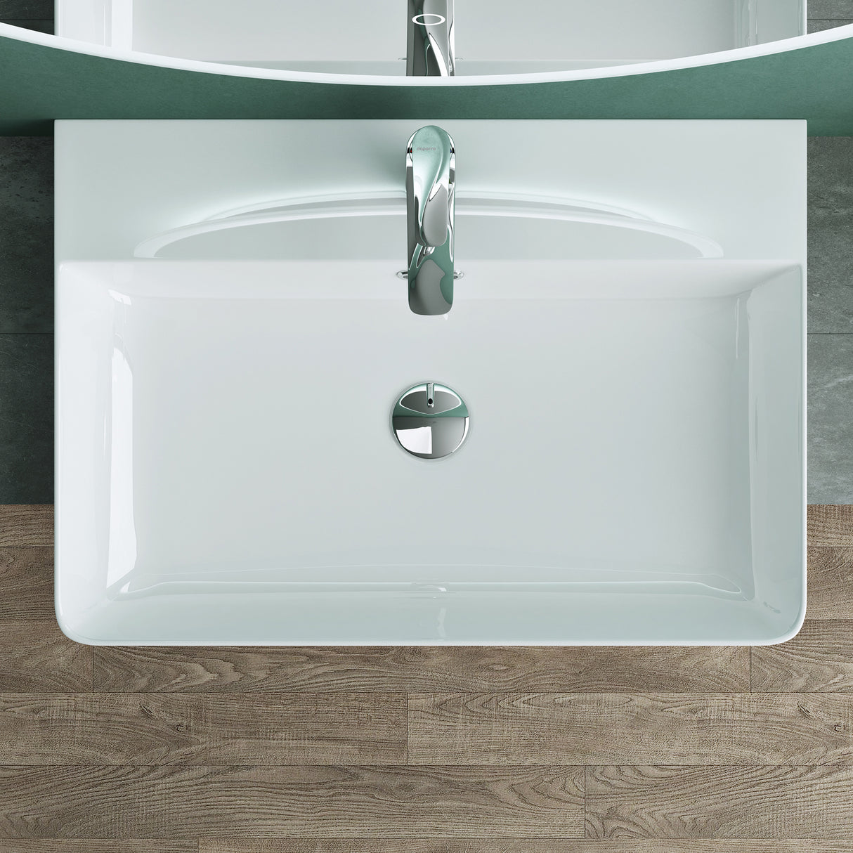 glasvilla Lavabo da Appoggio in Ceramica Lavabo Incasso Lavandino Bagno Rettangolare con Nano Rivestimenti Brüssel702
