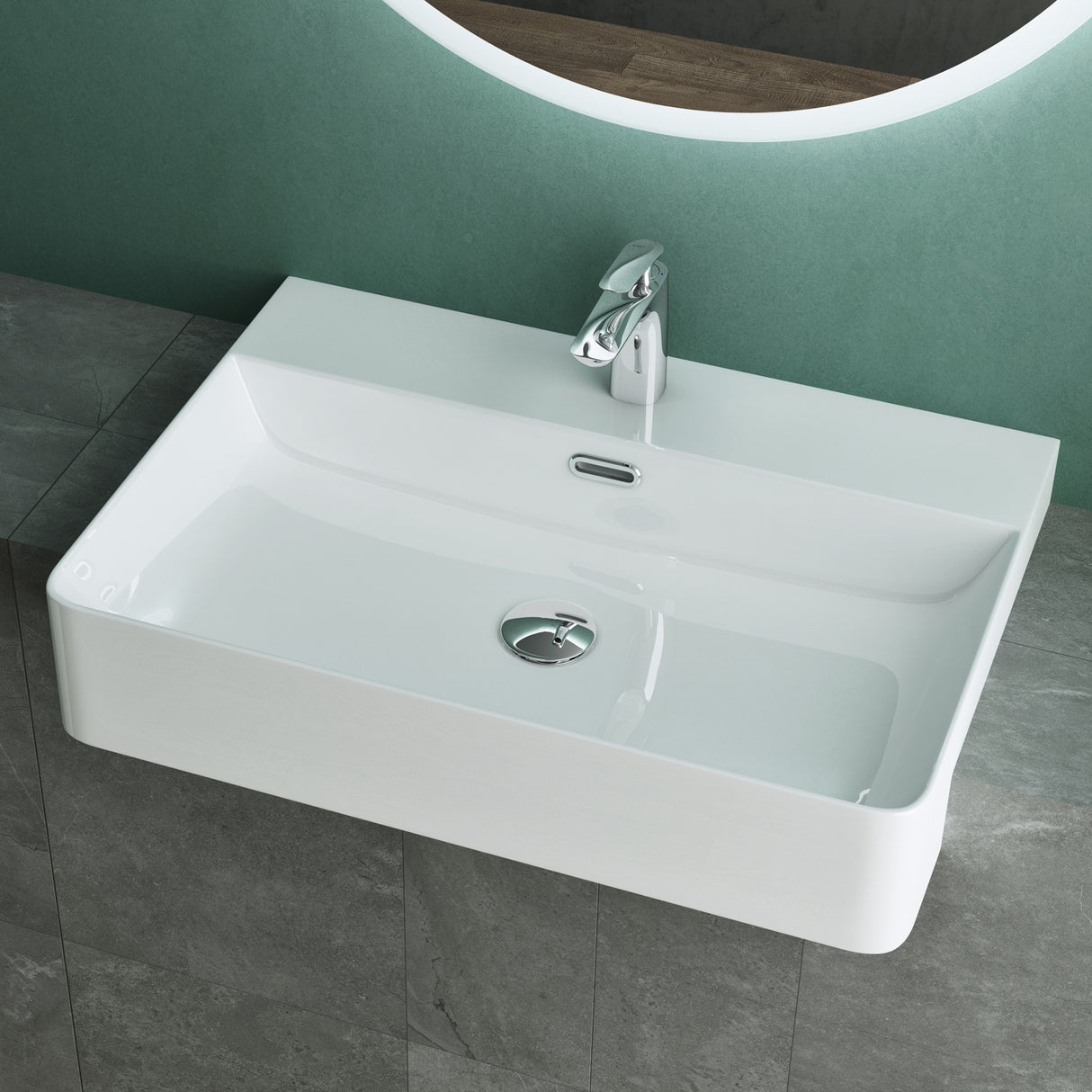 glasvilla Lavabo da Appoggio in Ceramica Lavabo Incasso Lavandino Bagno Rettangolare con Nano Rivestimenti Brüssel702
