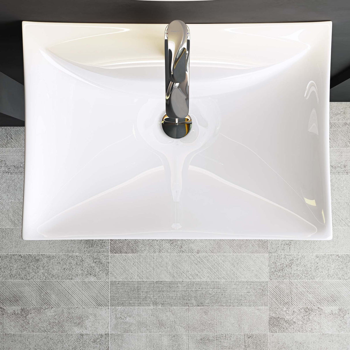 glasvilla lavabo de encimera lavabo colgante BTH: 60x44x18cm blanco de cerámica con recubrimiento nano Bruselas709