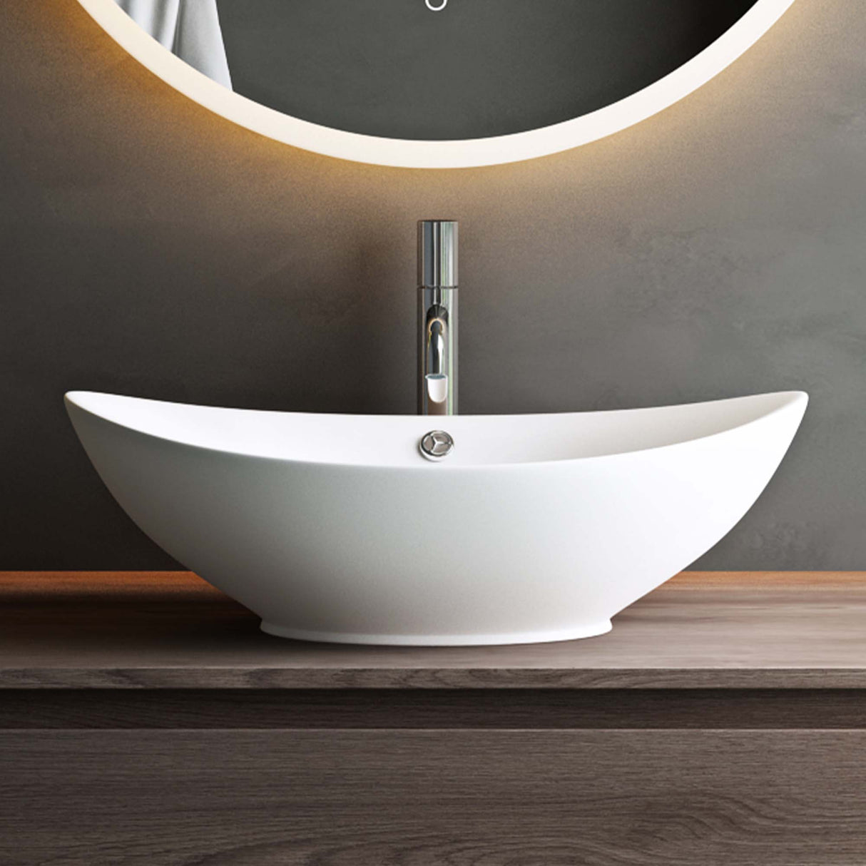 glasvilla Lavabo da Appoggio 59x38cm in Ceramica Lavandino Bagno Ovale Nano Rivestimenti Inclusi Brüssel818