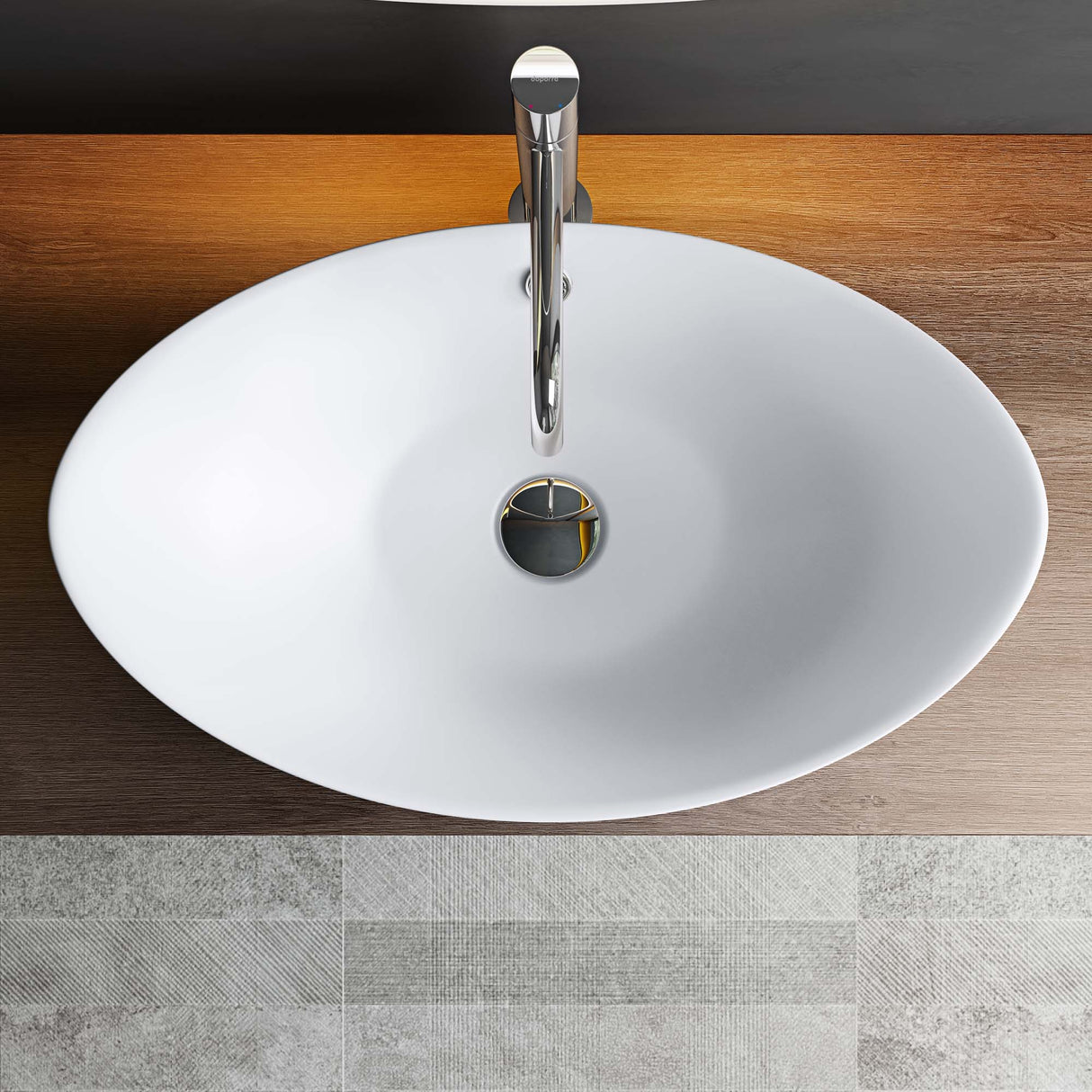 glasvilla Lavabo da Appoggio 59x38cm in Ceramica Lavandino Bagno Ovale Nano Rivestimenti Inclusi Brüssel818