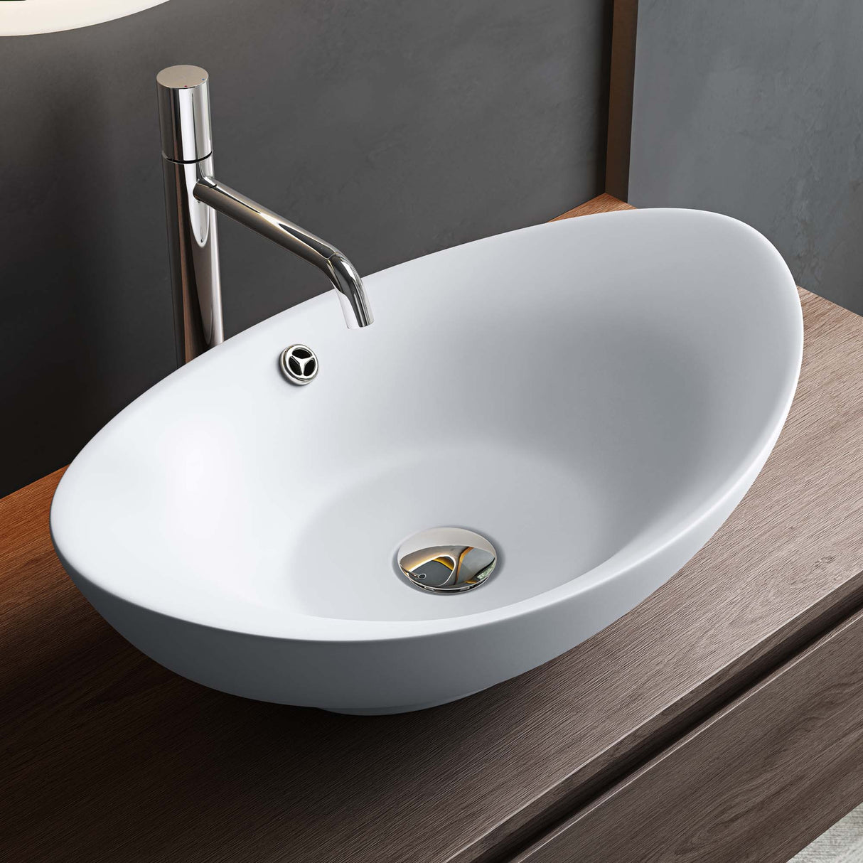 glasvilla Lavabo da Appoggio 59x38cm in Ceramica Lavandino Bagno Ovale Nano Rivestimenti Inclusi Brüssel818