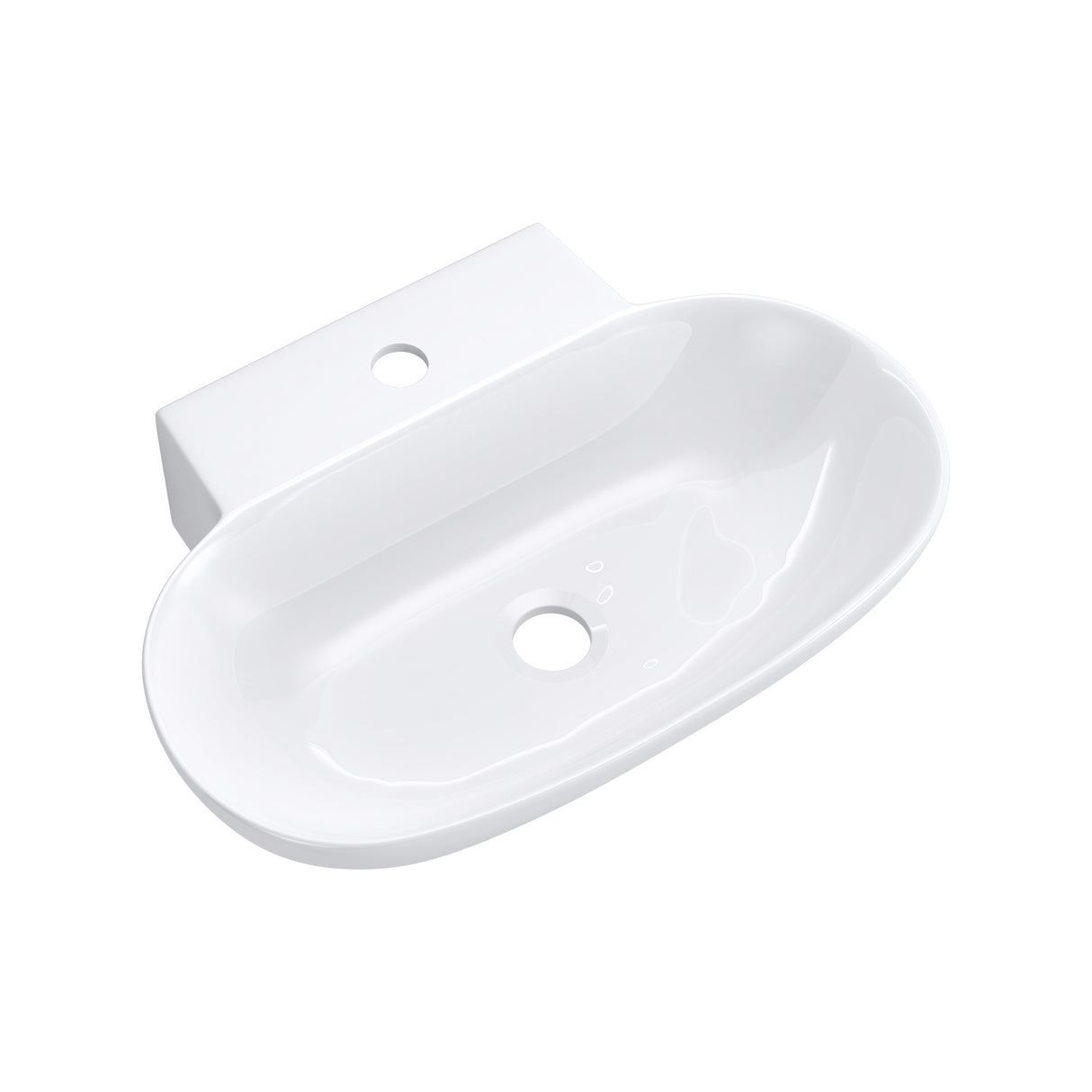 Lavabo Glasvilla da appoggio, lavabo sospeso, LTH: 56x39,5x12,5cm, bianco, in ceramica, con nanorivestimento incluso Brüssel899