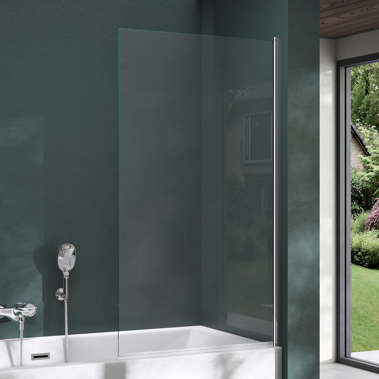 glasvilla Duschwand para bañera Bañerawand vidrio de seguridad con sellado NANO mampara de bañera accesorio de bañera 80x140cm Cortona201