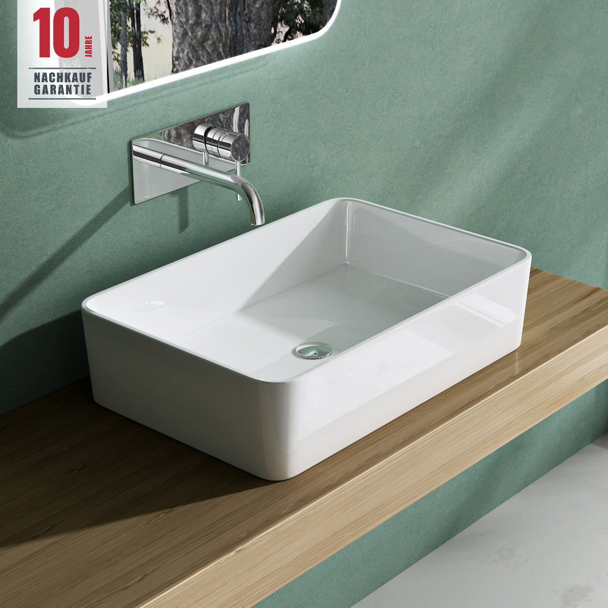 glasvilla Lavabo da Appoggio da Marmo Fuso Lavandino Bagno senza Foro per Rubinetto Col102