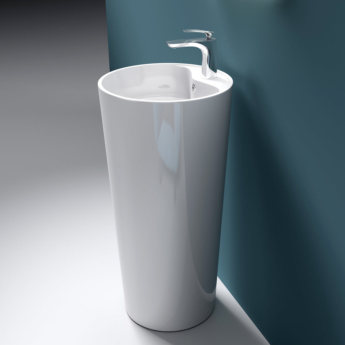 Lavabo sur pied Glasvilla Design en matériau minéral moulé, vasque, meuble-lavabo, espace lavabo Col35