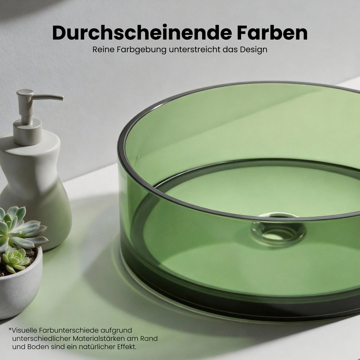 Lavabo Sobre Encimera Glasvilla Coloria01 Resina Translúcida Redonda (40 cm)